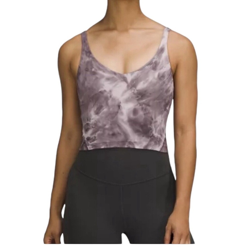 lululemon athletica Purple Tie-Dye Scoop Neck Crop Tank
